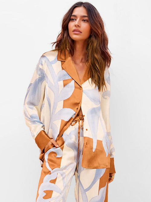 Completo Golden Leaf – Camicia Oversize e Pantaloni Coordinati
