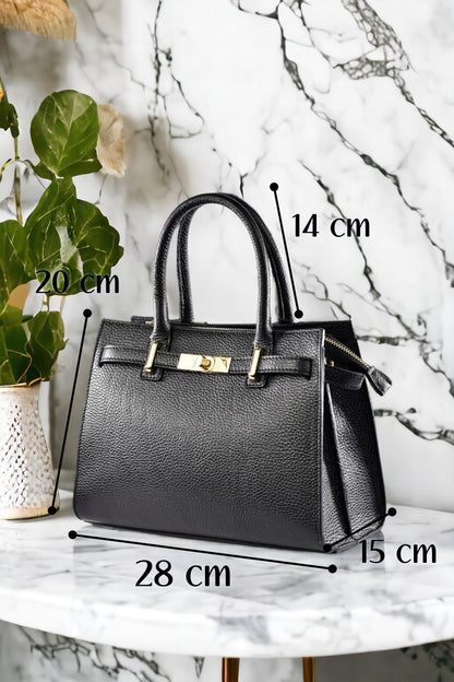 Borsa Grace in pelle Togo Nera